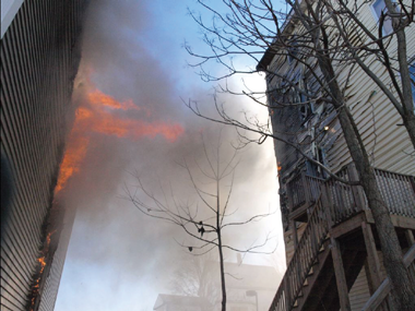 Fire on Library Street