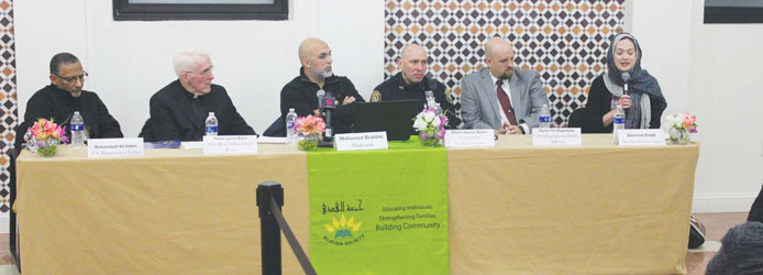 The Al Huda Society, based in Chelsea but having members in Revere, Everett, Chelsea and East Boston, held a forum on relations between the community and the local Muslim community last Friday night in Chelsea. The panelists were (left to right) Muhammad Ali-Salam, Father James Barry of Our Lady of Grace (Chelsea)/Saint Mary’s (Revere), Prof. Mohamed Brahimi, Chelsea Officer Sammy Mojica, Pastor Tim Bogertman and Shannon Erwin.