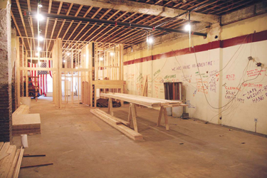The beginnings of the Black Box Theatre in a former storefront that once housed a furniture store.